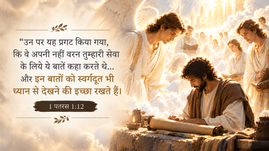 1 पतरस 1:12, स्वर्गदूतों की उत्सुकता, Desiring to Look Into in Hindi, Angels and Salvation Hindi, 1 Peter 1:12 Hindi, दिन 21 देवोशनल हिन्दी