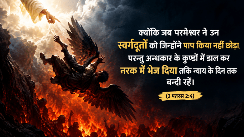 2 Peter 2:4 (The Fate of Fallen Angels) 2 पतरस 2:4, गिराए गए स्वर्गदूत, Fallen Angels in Bible, Girae gaye Swargdoot, Jude 1:6 Hindi, दिन 23 देवोशनल हिन्दी